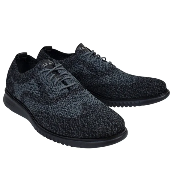 New Cole Haan 2 zerogrand stitchlite oxfords sneakers black knit stretch comfort